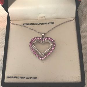 Sterling silver Pink Sapphire heart necklace